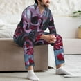 thumbnail image 6 of KLL Gothic Red Skull Cemetery Sleepwear Mens Flannel Pajamas,Long Cotton Pj Set, 6 of 7