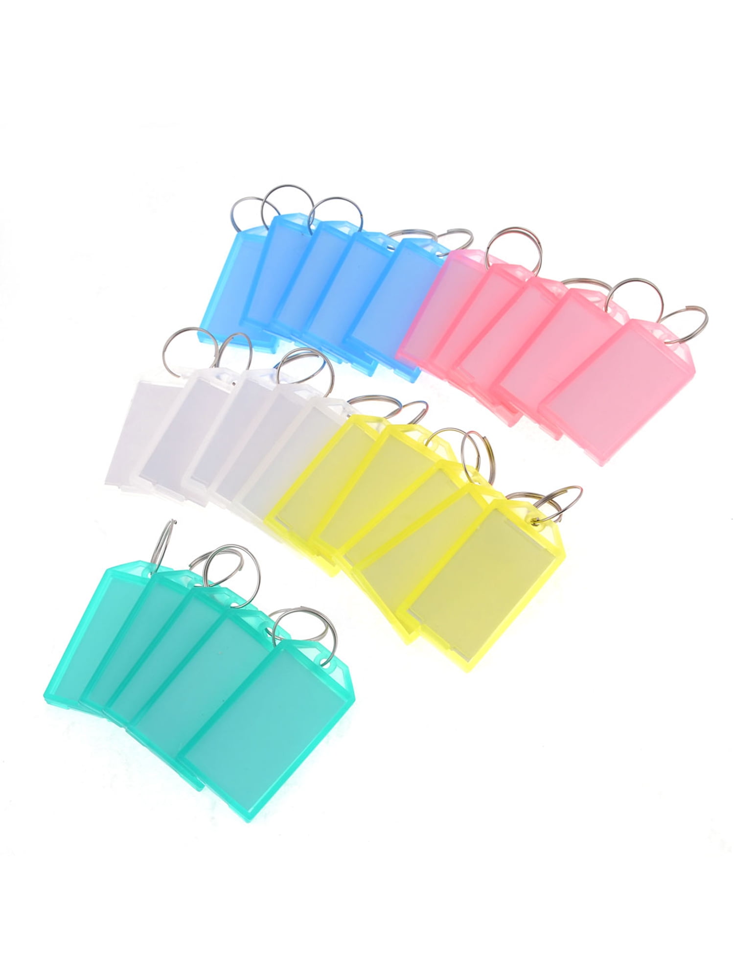 25~100 PCS Plastic Key Tag with Keychain Assorted Tag Ring ID Luggage Label Name 