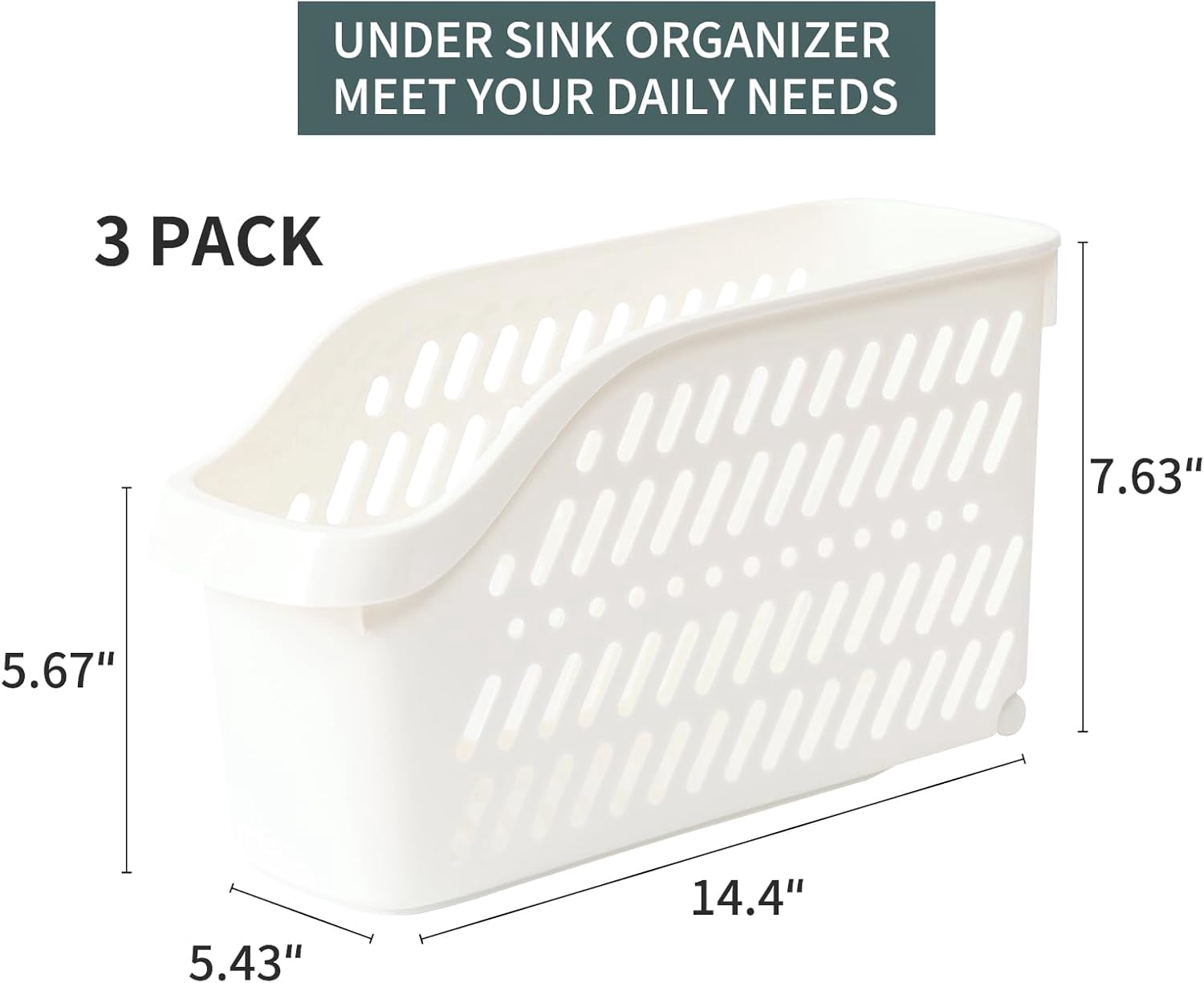 Under Sink Organizer with Wheels Pull Out Kitchen Bathroom Cabinet Organizers and Storage Multi-purpose Plastic Organizer Baskets