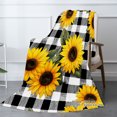 thumbnail image 2 of Spxubz Sunflower And Buffalo Check Flannel Throw Blanket For Gift Home Sofa Bed Decoration 50x40 inch, 2 of 5
