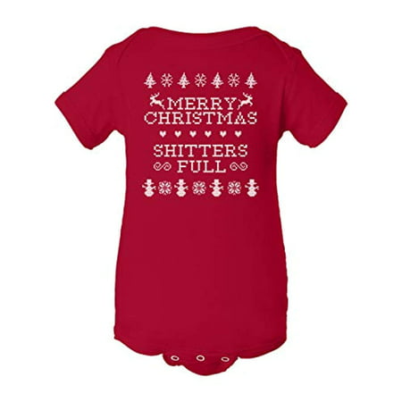 Funny Christmas Shitter's Full Infant/Baby Bodysuit-Red-Newborn