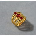 thumbnail image 6 of Womens Gold Ring with Ruby Inlaid Multi-Layer Irregular Texture Brass Plated 18K Real Gold Electroplating Ring for Her Fashion Jewelry Gift, 6 of 7