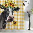 thumbnail image 2 of Sunflowers Cow Shower Curtain Set, Waterproof Shower Curtains for Bathroom, Farm Animal Yellow Buffalo Plaid Washable Fabric Cloth Bath Curtain for Bathtub Decoration with Hooks 72x78 Inches, 2 of 9