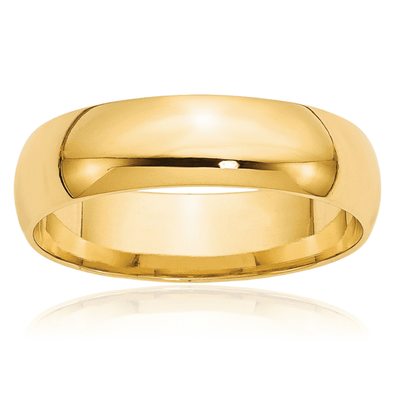10K Solid Yellow Gold 6mm Comfort Fit Plain Classic Wedding Band Ring