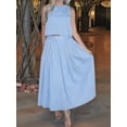 thumbnail image 4 of Womens 2 Piece Skirt Sets Summer Striped Sleeveless Tank Tops Midi Dress Vacation Outfits Matching Sets L, 4 of 7