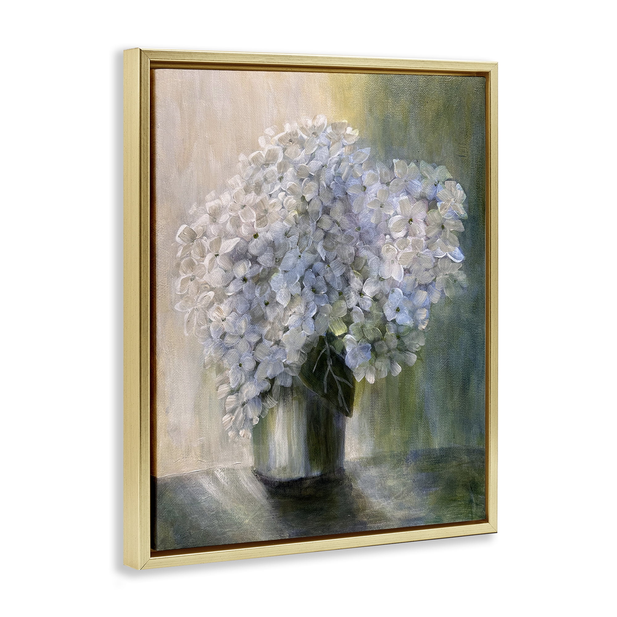 Stupell Industries Hydrangea Still Life Botanical & Floral Painting Gold Floater Framed Art Print Wall Art, 17 x 21