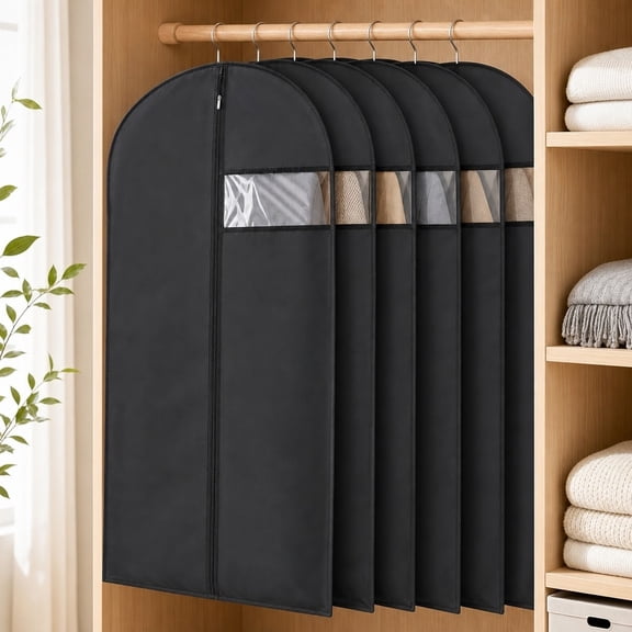 6 Pack Garment Dust Cover Bags, 60x120cm Clear Hanging Clothes Protector for Suits, Coats, Dresses, Closet Storage