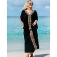 thumbnail image 2 of Mexican Embroidered Kaftan Dresses for Women Batwing Sleeve Caftan Loungewear Maxi Beach Tunic Plus Size Africa Robe Casual Summer Outfis, 2 of 7