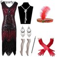 thumbnail image 3 of Nouvelle Robe Charleston Rétro Élégante des Années 1920 pour Femme Great Gatsby Fête Cosplay Sans Manches à Paillettes Perlées à Franges Robes Femme Vestidos, 3 of 6