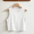 thumbnail image 5 of Women’s Ribbed Crop Tank Tops Sleeveless Racerback Workout, Yoga, Athletic & Casual Shirts White, 5 of 7