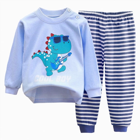 CAUYDY Unisex Children Clothes Big Kid Girls Sleepwear Boys Pajamas Long Sleeve Shirt and Elastic Waist Pants 2PCS Set Fall Winter 9Y 10Y,Sky Blue