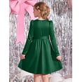 thumbnail image 4 of Arshiner Girls Dresses Puff Long Sleeve Fall Winter Formal Party Belted Dress with Pockets, 4 of 6
