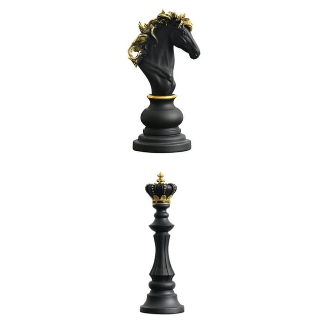 2 piezas de resina moderna arte piezas de ajedrez escultura ornamento estatuilla artesanía