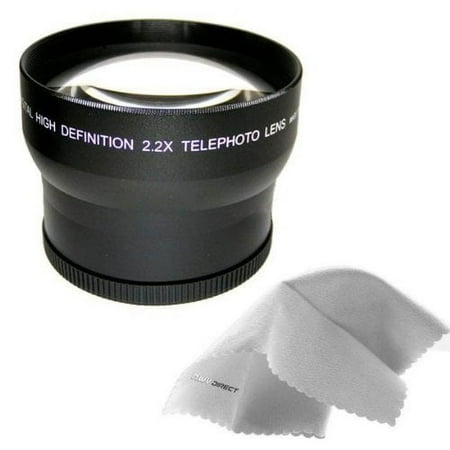 Canon XF305 2.2x High Definition Telephoto Lens (72mm) Made By Optics + Stepping Ring 82-72mm + Nwv Direct Micro Fiber C