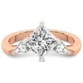 thumbnail image 3 of Princess Shape 4 Carat IGI Certified Lab Grown Diamond Ring | 14K Rose Gold | Joella Three Stone Chevron Diamond Ring | FG-VS1-VS2 Quality Friendly Diamonds, 3 of 5