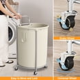 thumbnail image 2 of BGTREND 160L Rolling Laundry Hamper with Removable Bag, Round Steel Frame and Handle, Beige, 2 of 10
