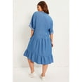 thumbnail image 2 of June + Vie Women's Plus Size Ruffled Denim Dress, 2 of 4