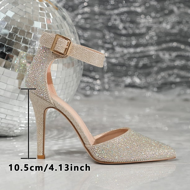 Chaussures à Talons Hauts Scintillantes Argentées - Taille 44 - Marque Graceland - Occasion