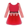 thumbnail image 6 of iEFiEL Kids Girls Christmas Elf Dress Long Sleeve Stripes Tutu Dance Dress Leotard Santa Little Helper Outfit Red 6, 6 of 7