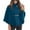 Blue, variant on Women's Elegant Woolen Cape Coat - Solid Color Waist Tie Hooded Outerwear, Stylish Warm Winter Jacket, Blue Size M
