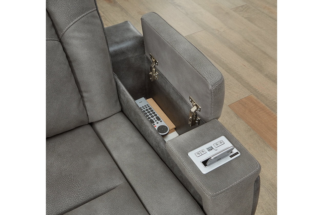 Ashley Furniture Next-Gen DuraPella Faux Leather Power Recliner in Gray