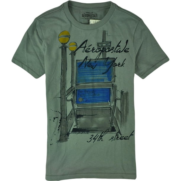 Aeropostale - Camiseta gráfica para hombre, color gris, pequeña