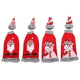 thumbnail image 1 of 4 piezas de franela gris cubierta de botella de vino recortada Funda de botella de Navidad con decoración de mesa con tapa (Santa y muñeco de nieve), 1 of 6