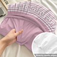 thumbnail image 4 of Full Size Fitted Sheet Set - Pink Geometric 3 Piece Bedding Sets 16" Deep Pocket Fitted Sheet with 2 Pillowcases White Greek Key Design Abstract Modern Art Brushed Microfiber Hotel Luxury Bed Sheets, 4 of 9