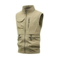 thumbnail image 1 of Yusimy Men's Casual Solid Color Lightweight Vest Stand-Up Collar Multi-Pocket Workwear Outdoor Big Size Functional Vest, 1 of 8