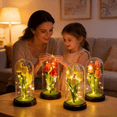 thumbnail image 5 of FTCBJJA Preserved Artificial Tulip Bouquet in Glass Dome with LED Fairy Lights, Glass Rose Artificial Flowers with Eternal Tulips,Home Decor Accent, Romantic Flower for Mom,Women&Wife,Red, 5 of 6