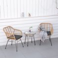 thumbnail image 2 of Outsunny Ensemble de Meubles de Patio en Osier 3 Pcs avec Deux Chaises, Table Basse, 2 of 10