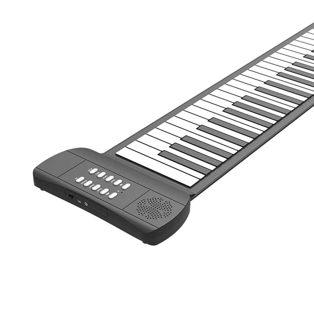 49-Key Flexible Silicone Roll-Up Piano with Built-In Speaker, 16 Tones, 6 Demos, Recording & Sustain Features, Headphone Jack - Portable Electronic Keyboard