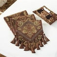 thumbnail image 2 of Nvzi Vintage Luxury Jacquard Damask Floral Table Runners Tea Table Decoration with Multi-Tassels 13x77 Coffee, 2 of 5