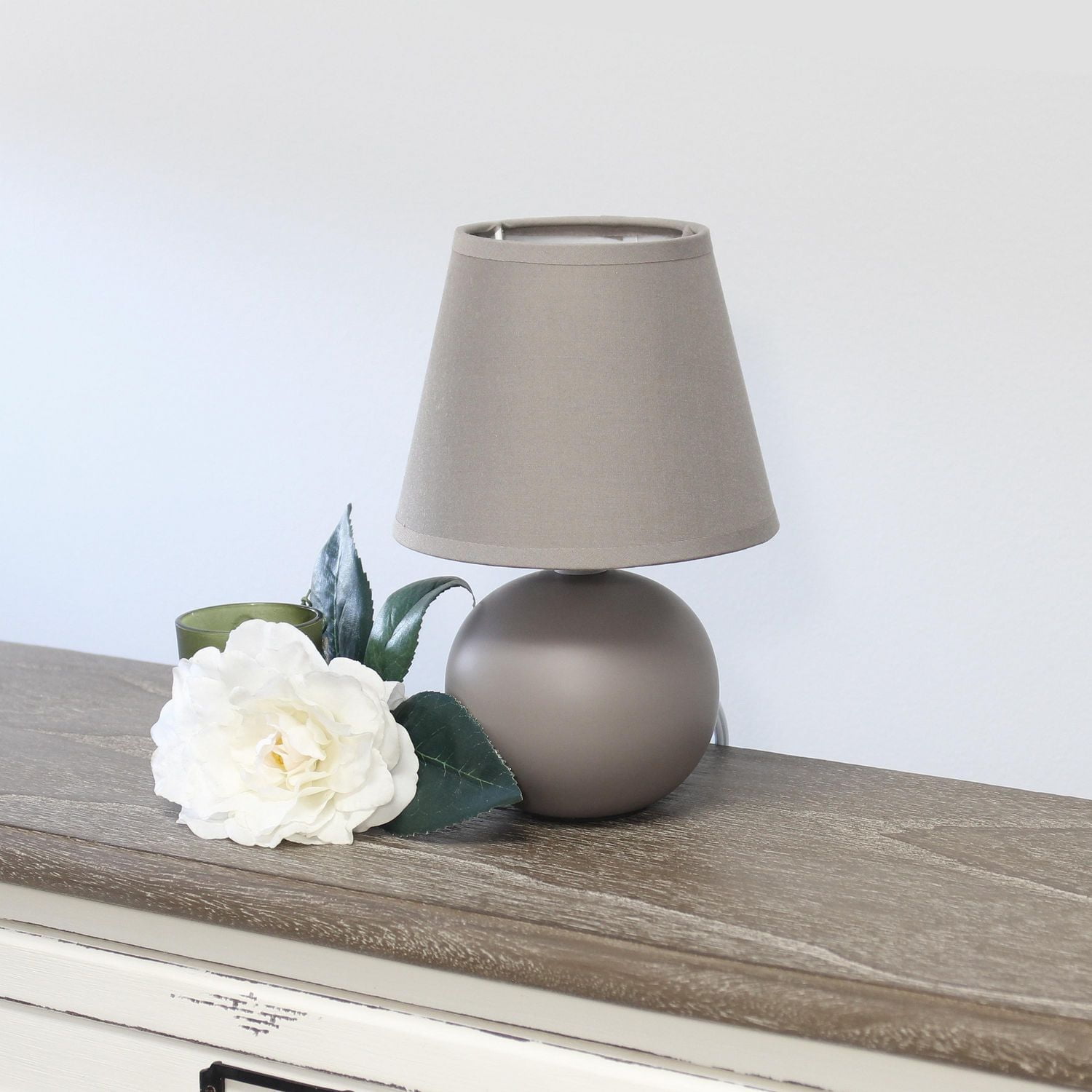 Simples Conceptions Mini globe en céramique Lampe de table, gris