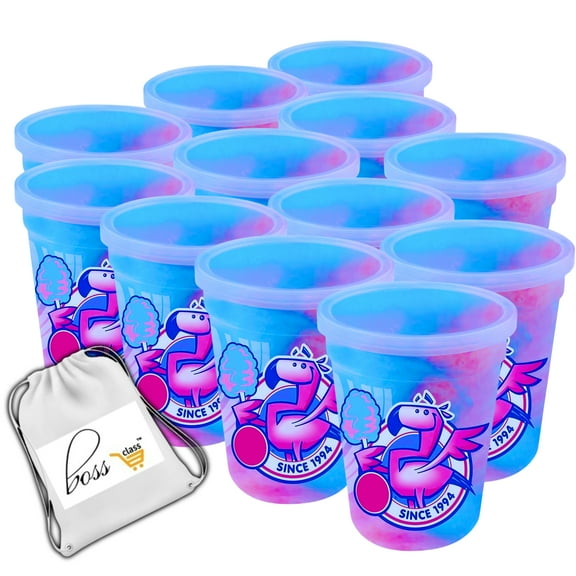 Fun Sweets Classic Cotton Candy, 2oz (12Pack) Fluffy GMO Free, Gluten Free, Peanut Free Party Candies Treats Desserts Bag Fillers Stocking Stuffer