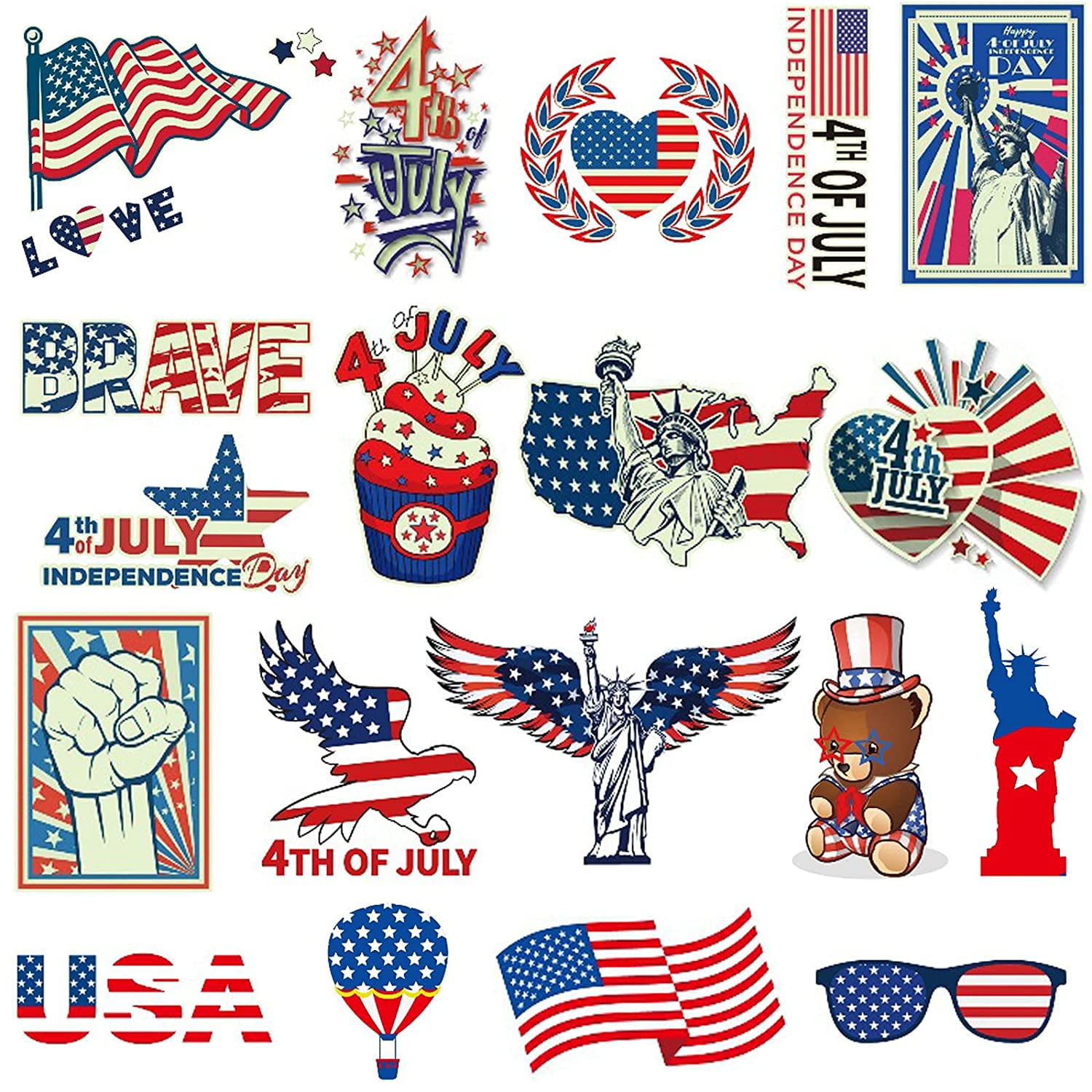 4th of July Temporary Tattoos 11 Sheets Patriotic Temporary Tattoos