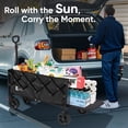 thumbnail image 7 of Sunula 330LBS Collapsible Foldable Wagon with Extended Tailgate 43"L Extra Long Folding Beach Wagon Heavy Duty Lightweight Cart with Wheel, Brakes, 2 Cup Holder for Grocery, Camp, Shop, Garden. Black, 7 of 7
