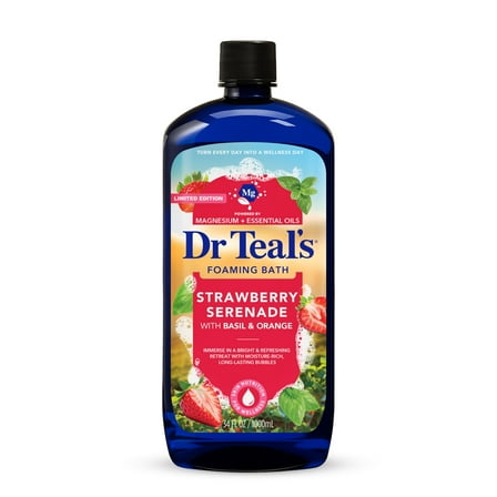 Dr Teal's Strawberry Serenade Foaming Bath with Basil & Orange Essential Oils, 34 fl oz