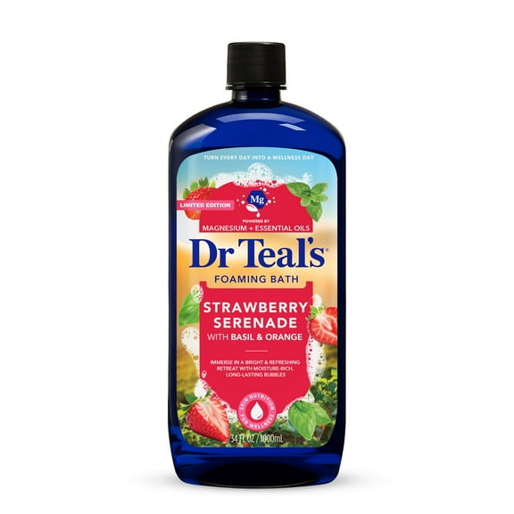 Dr Teal's Strawberry Serenade Foaming Bath with Basil & Orange Essential Oils, 34 fl oz