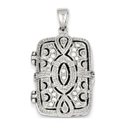 FJC Finejewelers Sterling Silver Cubic Zirconia Oval Design Square Locket Pendant Necklace - Chain Included
