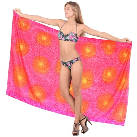 La Leela Gradient Sheer 2 Col Chiffon Swim Hawaiian Beach Sarong Cover ups