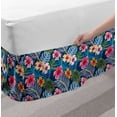 thumbnail image 2 of Tropical Bed Skirt, Continuous Pattern of Colorful Floral Petals and Leaves, Elastic Bedskirt Dust Ruffle Wrap Around for Bedding Decor, 4 Sizes, Night Blue Multicolor, by Ambesonne, 2 of 2