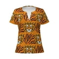 thumbnail image 4 of Wukai Tiger Casual V-Neck Graphic Tees for Women: Lightweight and Breathable Summer Tops with Stylish Design-X-Large, 4 of 8