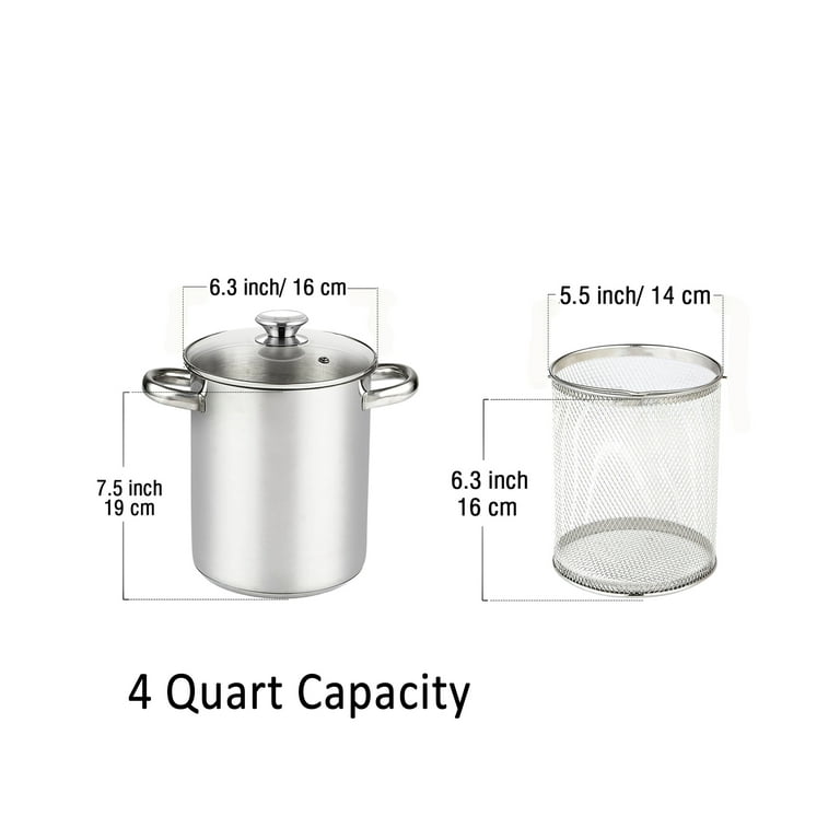 Generic BU0983S-0125mn KOMONG Tempura Small Deep Frying Pot, 304 Stainless  Steel Deep Fryer pot with Fahrenheit Thermometer and Oil Draining Rack for