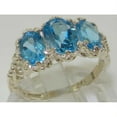 thumbnail image 2 of LBG 925 Sterling Silver Real Genuine Blue Topaz Womens Trilogy Ring - Size 11, 2 of 2