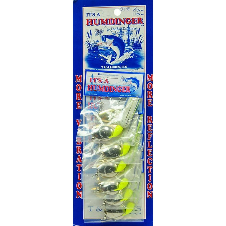 Humdinger Lures Willow Leaf Spinnerbait, Blue & Chartreuse, 1/4 oz, 7 Count
