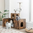 thumbnail image 3 of Costway 2-in-1 Wooden Litter Box Enclosure with Cat Tree Hidden Washroom Furniture, 3 of 10