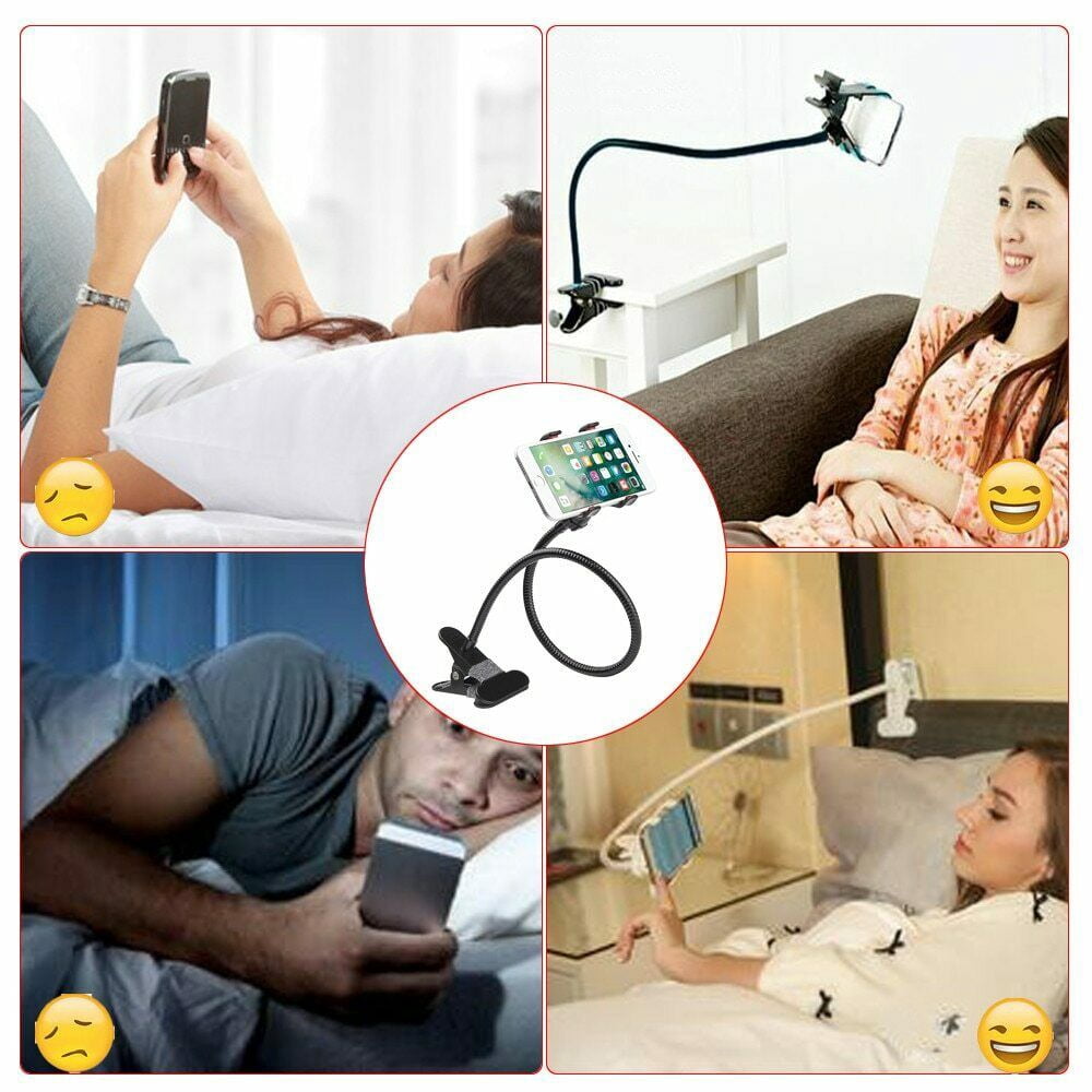 Flexible 360° Cell Phone Holder Stand – Lazy Arm Mount for Bed, Desk, Car – Universal Clip Bracket for iPhone, Android