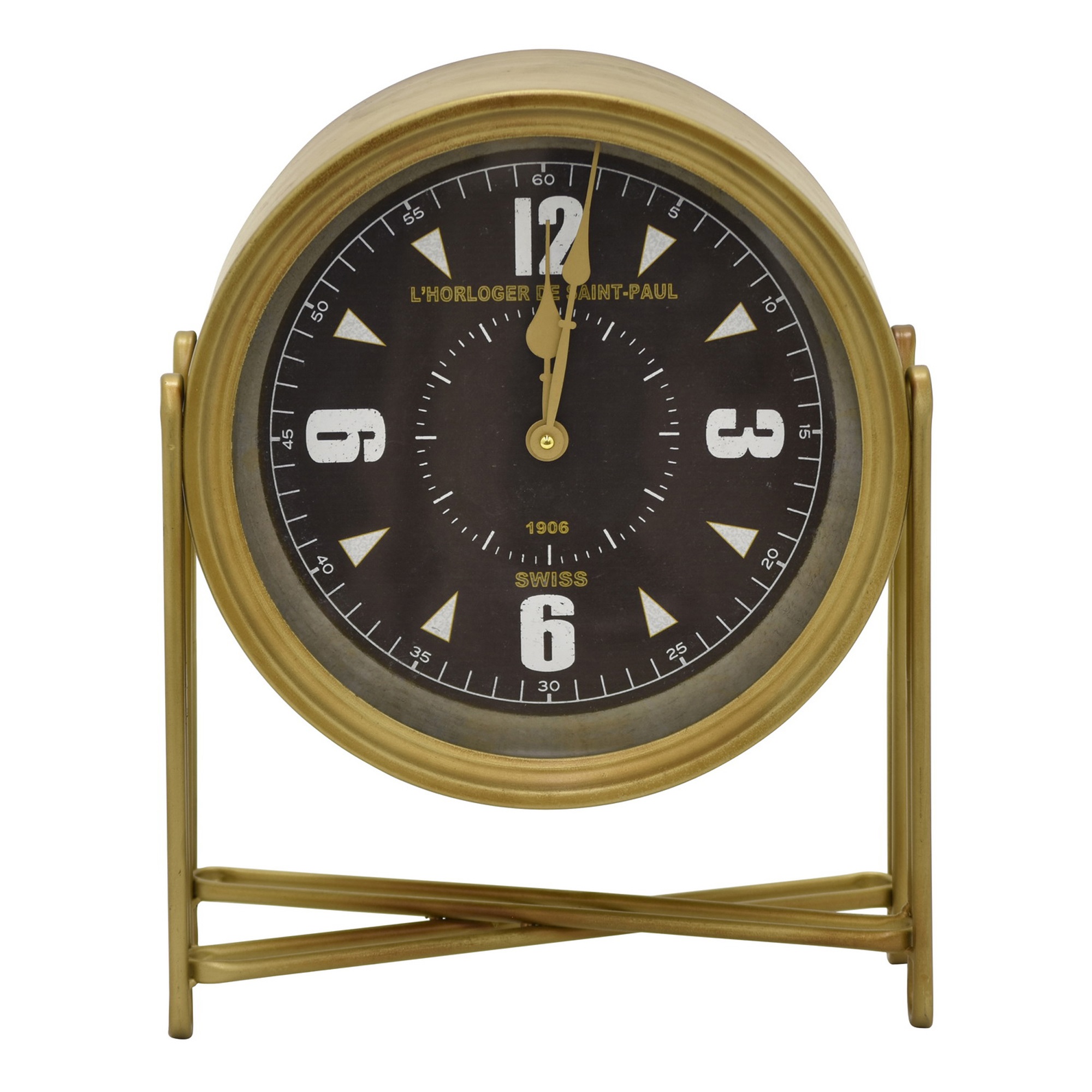 Plutus Modern Metal Table Top Clock in Gold