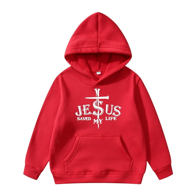 MEZZALL Sweat à Capuche Sport à Manches Longues Imprimé Mignon Décontracté pour Garçons et Filles, Rouge, 3-4 Ans